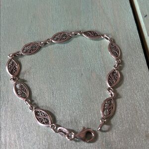 Sterling Silver Filigree Link Bracelet, vintage